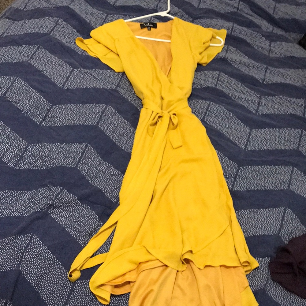 Golden Lulus wrap dress